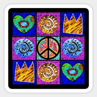 hearts, love and peace Sticker